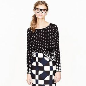 J. Crew Optic Dot Black & White Top Blouse Size 2